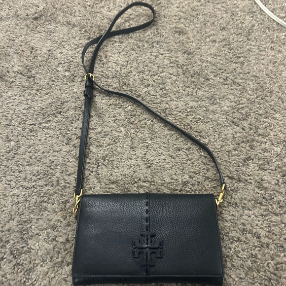 Tory Burch Black Crossbody Bag with Gold Details